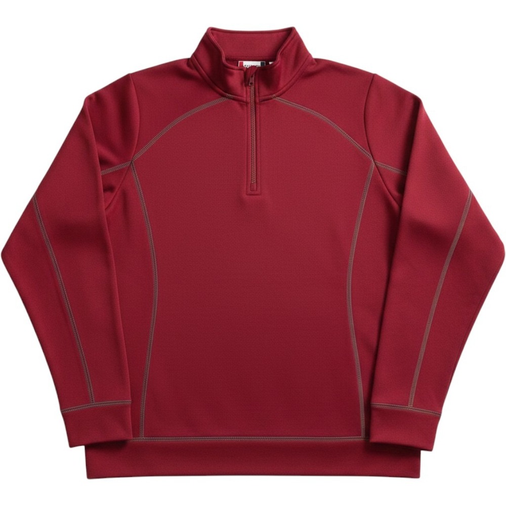 Clique Womens Red Quarter Zip Pullover Active Mock Neck Contrast Stitch Size M